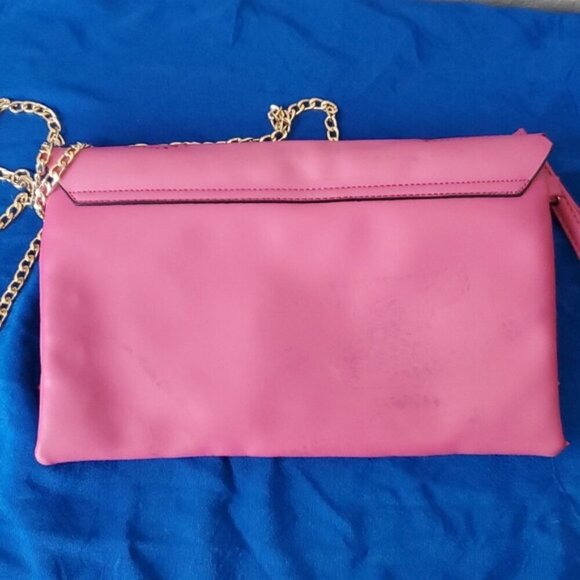 Yoki pink laser cut soft faux leather crossbody bag wristlet clutch - Picture 7 of 16